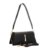 Black Asymmetric Top Handle Handbag for Women