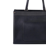 Black Pebbled Pocket Tote Bag for Women