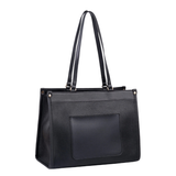 Black Pebbled Pocket Tote Bag for Women