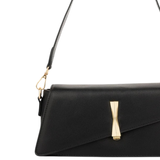 Black Asymmetric Top Handle Handbag for Women