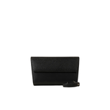 Black Textured Flap Handbag