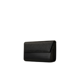 Black Textured Flap Handbag