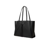 Black Dual-Texture Structured Tote Bag