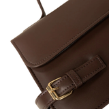 Dark Brown Structured Buckle Handbag