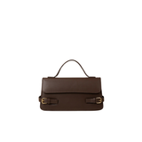 Dark Brown Structured Buckle Handbag