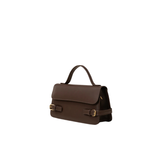Dark Brown Structured Buckle Handbag