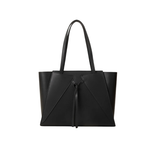 Black Dual-Texture Structured Tote Bag